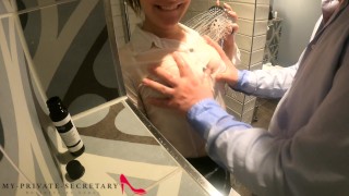 Private Secretary in Business Suit Fucked Hard in the Shower by Boss - secretary sex free HD porn video